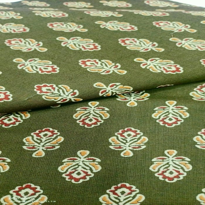 Cotton Material – Mehendi Green