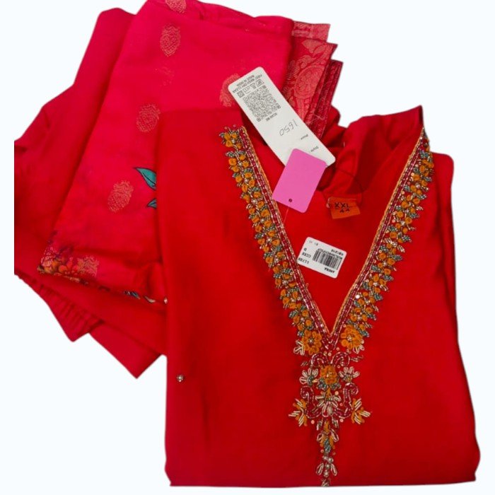 Muslin Silk Salwar – Red