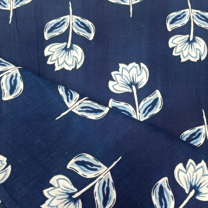 Cotton Running Material – Blue with White