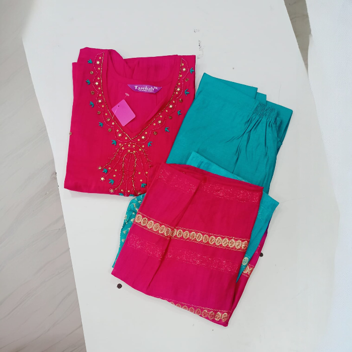 Vatican Silk Unstitched Salwar Material – Rose