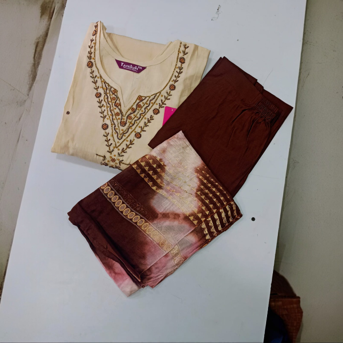 Vatican Silk Unstitched Salwar Material – Sandal