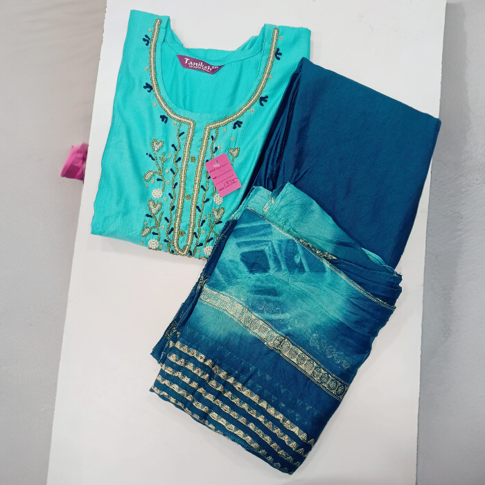 Vatican Silk Unstitched Salwar Material – Sky Blue